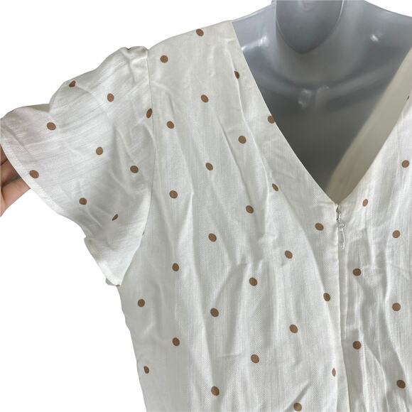 City Chic Polka Dot Sweet Doll Dress White Toffee Size S/ 16 - Picture 6 of 8